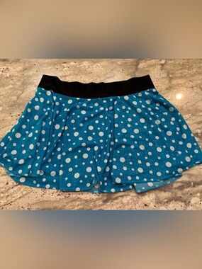 Sparkle Skirt Light - Blue Polka Dot Skirt with Black Waistband